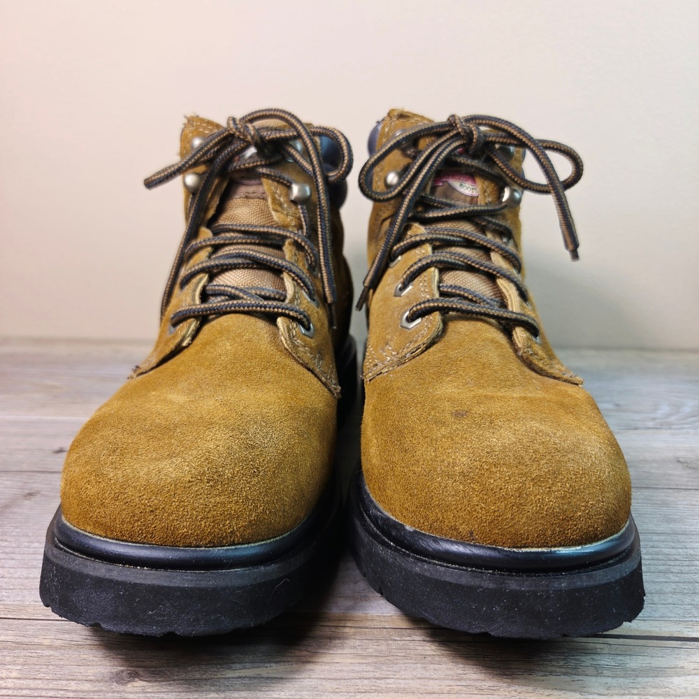 Brahma Work Boots Mens 7 Womens 8.5 Tan Suede Leather Oil Slip Resistant Utility - Picture 2 of 7